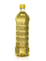 una bottiglia di olio da cucina di palmisti, isolato su sfondo bianco foto