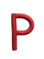 alfabeto di plastilina fatto a mano isolato su sfondo bianco. lettere colorate inglesi di plastilina foto