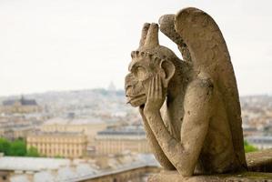 Chimera sulla cattedrale di Notre Dame. Parigi. foto