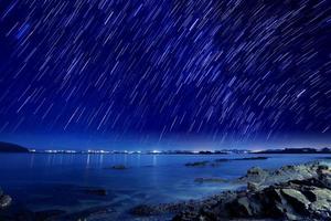 bella immagine della scia di stelle durante la notte foto