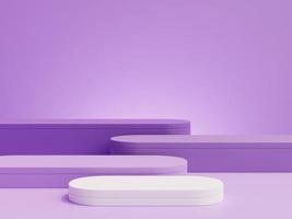piedistallo di forma geometrica per esposizione prodotti con sfondo viola. rendering 3D. foto