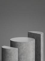 piedistallo in cemento per esposizione prodotti con sfondo grigio. rendering 3D. foto