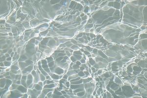 sfocatura sfocata acqua blu in piscina increspata acqua dettaglio sfondo. superficie dell'acqua nel mare, sfondo dell'oceano. l'acqua è una sostanza inorganica, trasparente, insapore, inodore e quasi incolore. foto