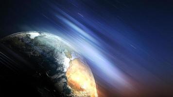 globo terrestre tra l'illustrazione futuristica del cosmo spaziale foto