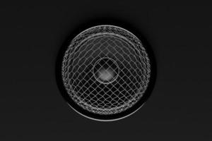 illustrazione 3d altoparlante musicale su sfondo nero isolato. sistema audio altoparlante per concerti e feste foto