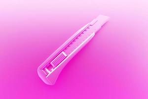 Illustrazione 3d di un utensile manuale taglierina rosa isolato su uno sfondo monocromatico. Rendering 3D e illustrazione dello strumento di riparazione e installazione foto