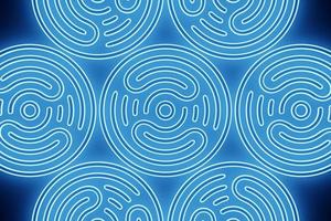 Rendering 3d astratto blu rotondo frattale, portale. spirale rotonda colorata. foto