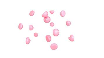 patatine di latte alla fragola rosa volano isolate su illustrazione 3d bianca foto