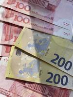 yuan cinese con euro. cambio valuta. foto