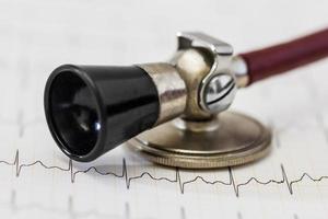 traccia di impulso cardiogramma e concetto di stetoscopio per esame medico cardiovascolare