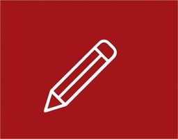 icona a forma di matita nell'immagine rossa, illustrazione di una matita in bianco su sfondo rosso, un disegno a penna su sfondo rosso foto