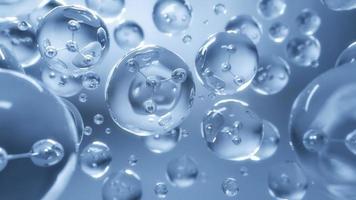 molecola all'interno della bolla liquida, sfondo scientifico astratto, rendering 3d. foto