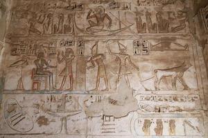 geroglifici egizi nel tempio di medinet habu, luxor, egitto foto