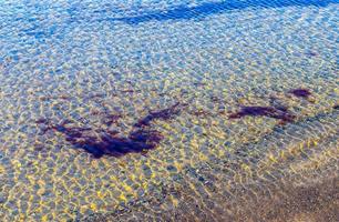 vista ravvicinata dettagliata sulle superfici dell'acqua con increspature e onde e la luce solare che si riflette sulla superficie foto