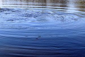 vista ravvicinata dettagliata sulle superfici dell'acqua con increspature e onde e la luce solare che si riflette sulla superficie foto