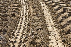 una strada lastricata sulla sabbia foto