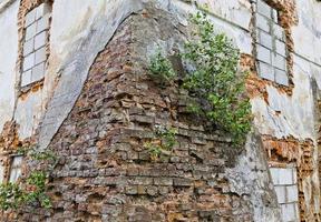 distrutto il vecchio muro di mattoni foto