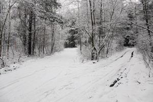 la strada innevata per una stagione invernale foto