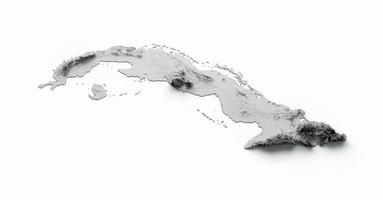 mappa di cuba bandiera cubana mappa dell'altezza del colore in rilievo ombreggiato su sfondo bianco illustrazione 3d foto
