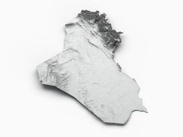 mappa dell'iraq bandiera mappa dell'altezza del colore in rilievo ombreggiato su sfondo bianco illustrazione 3d foto