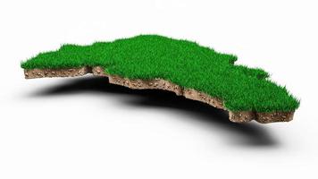 Repubblica dominicana mappa suolo geologia sezione trasversale con erba verde e struttura rocciosa 3d illustrazione foto