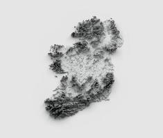 Mappa dell'Irlanda Bandiera dell'Irlanda Mappa dell'altezza del colore in rilievo ombreggiato su sfondo bianco Illustrazione 3d foto