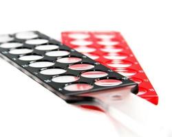 barre di skiascopia rosse in diottrie nere su sfondo bianco foto