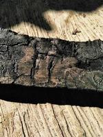 sfondo nero carbone astratto, la trama del legno che è diventata carbone a causa del processo di combustione, foto