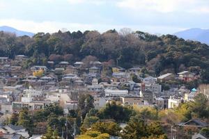 kyoto, giappone - città nella regione del kansai. vista aerea con grattacieli. foto