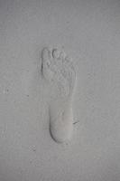 Singel impronta sulla spiaggia di sabbia foto