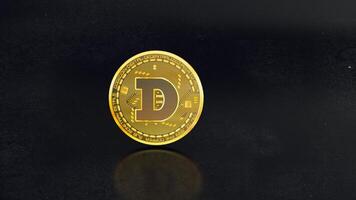 moneta digitale doge. criptovaluta doge il nuovo denaro virtuale primo piano 3d rendering di golden dogecoin foto