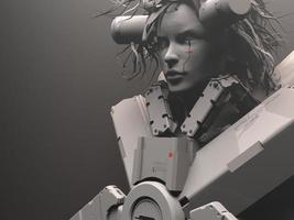 donna robot. ritratto in primo piano. astrazione sul tema della tecnologia e dei giochi. illustrazione 3d foto