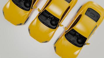 giallo automatico. illustrazione 3d di frammenti di veicoli su sfondo bianco. foto
