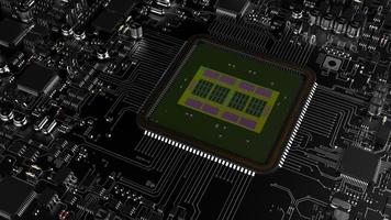 un frammento di componenti hardware del computer. potente CPU su un chip foto