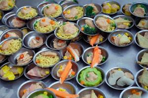 cibo cinese dim sum su sfondo vassoio busket self service. la tradizione dimsum è cibo locale a Songkhla, nel sud della Thailandia. foto