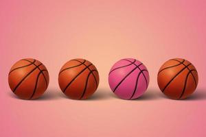 palle da basket su sfondo rosa. pallacanestro rosa. concetto di sport minimo. foto