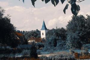 un castello circondato da alberi foto