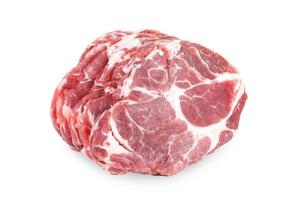 bistecca di carne di maiale cruda fresca collo isolato su sfondo bianco foto