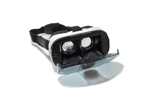 vr ar 360 occhiali per realtà virtuale cartone per telefono cellulare isolato su sfondo bianco. dispositivo per guardare film per viaggi e intrattenimento nello spazio 3D. foto