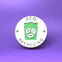 icona di riciclaggio ecologico. concetto di ecologia. illustrazione di rendering 3d. foto