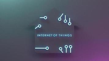 simbolo di logo di cosa internet al neon. iot concetto. illustrazione di rendering 3d. foto