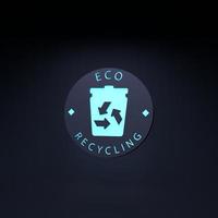 icona al neon di riciclaggio ecologico. concetto di ecologia. illustrazione di rendering 3d. foto