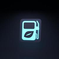 icona al neon di carburante ecologico. concetto di ecologia. illustrazione di rendering 3d. foto