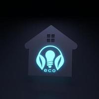 icona al neon eco energia. concetto di ecologia. illustrazione di rendering 3d. foto