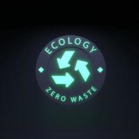 icona al neon sul tema dell'eco. concetto di ecologia. rendering 3d. foto