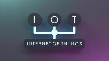 simbolo di logo di cosa internet al neon. iot concetto. illustrazione di rendering 3d. foto