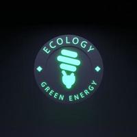 icona al neon sul tema dell'eco. concetto ecologico. illustrazione di rendering 3d. foto