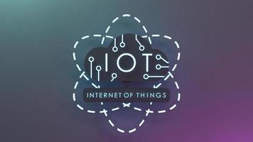 simbolo di logo di cosa internet al neon. iot concetto. illustrazione di rendering 3d. foto