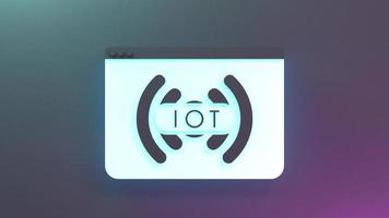 simbolo di logo di cosa internet al neon. iot concetto. illustrazione di rendering 3d. foto