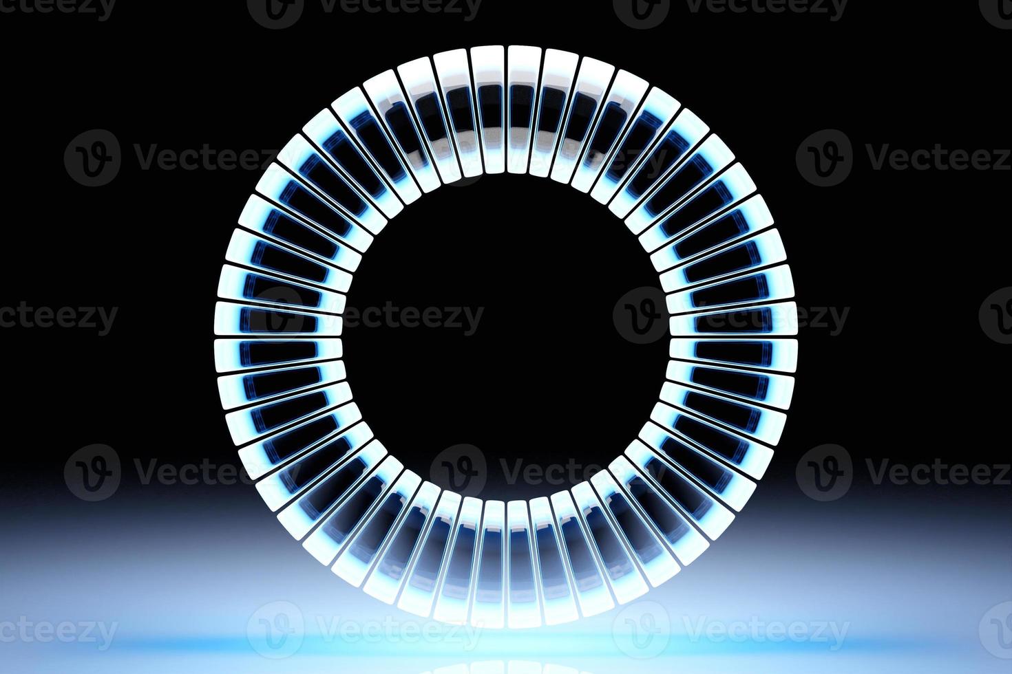 Ilustração 3D de um portal de um círculo, passarela. foto